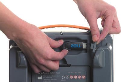 defibrillators. De batterij van de AED 3 gaat tot 5 jaar lang mee, meldt zijn status regelmatig aan Program Management Onboard en is eenvoudig toegankelijk vanaf het aanraakscherm in de modus Beheer.
