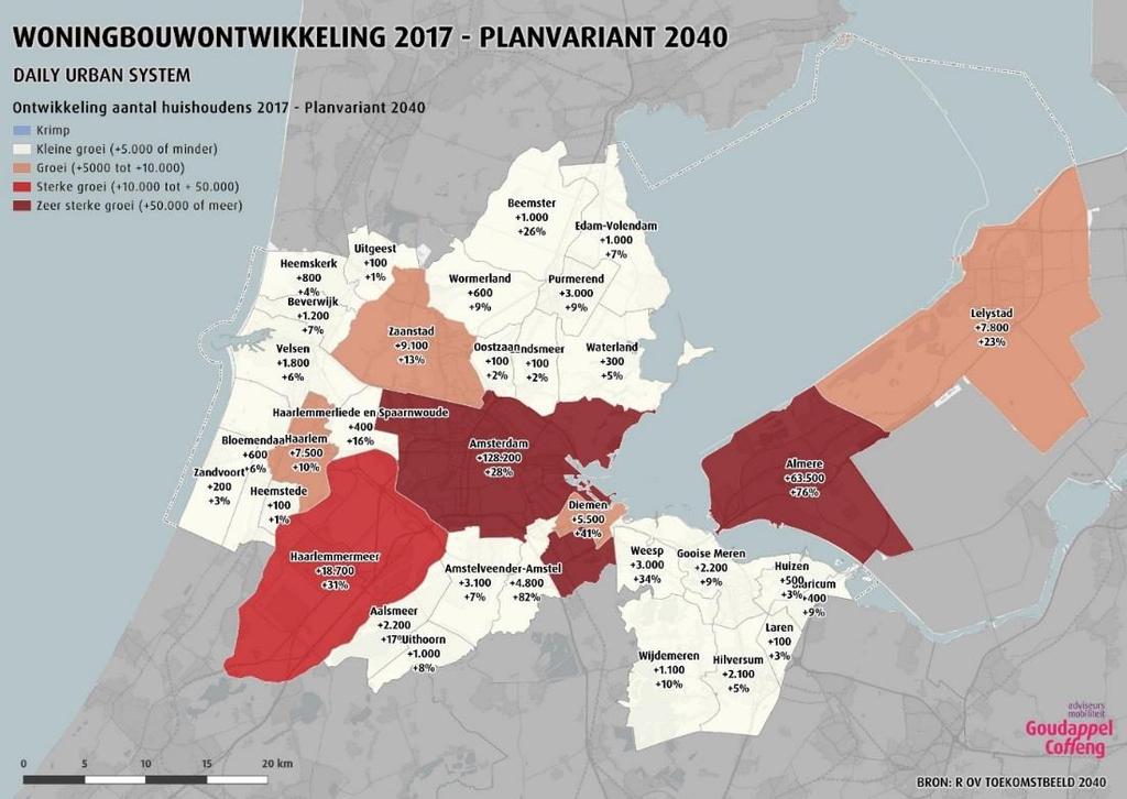 Bron: Regionaal OV Toekomstbeeld Provincies Noord-Holland en Flevoland (2018), Werkspoor RO- EZ, planvariant 2040.