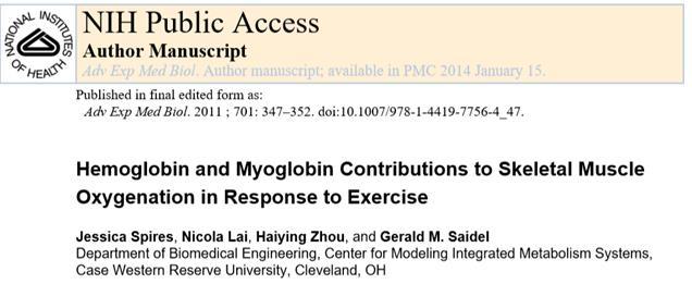 Aannames en beperkingen Amerikaanse studie 2011 Myoglobine grotere affiniteit voor O 2 dan Hemoglobine