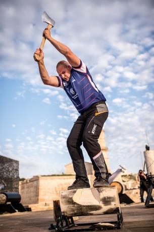 De lokale held Pierre Puybaret eindigde op de zevende plaats. Daniel Gurr uit Australië veroverde de eerste plaats in de Stihl TIMBERSPORTS Rookie World Championship 2018.