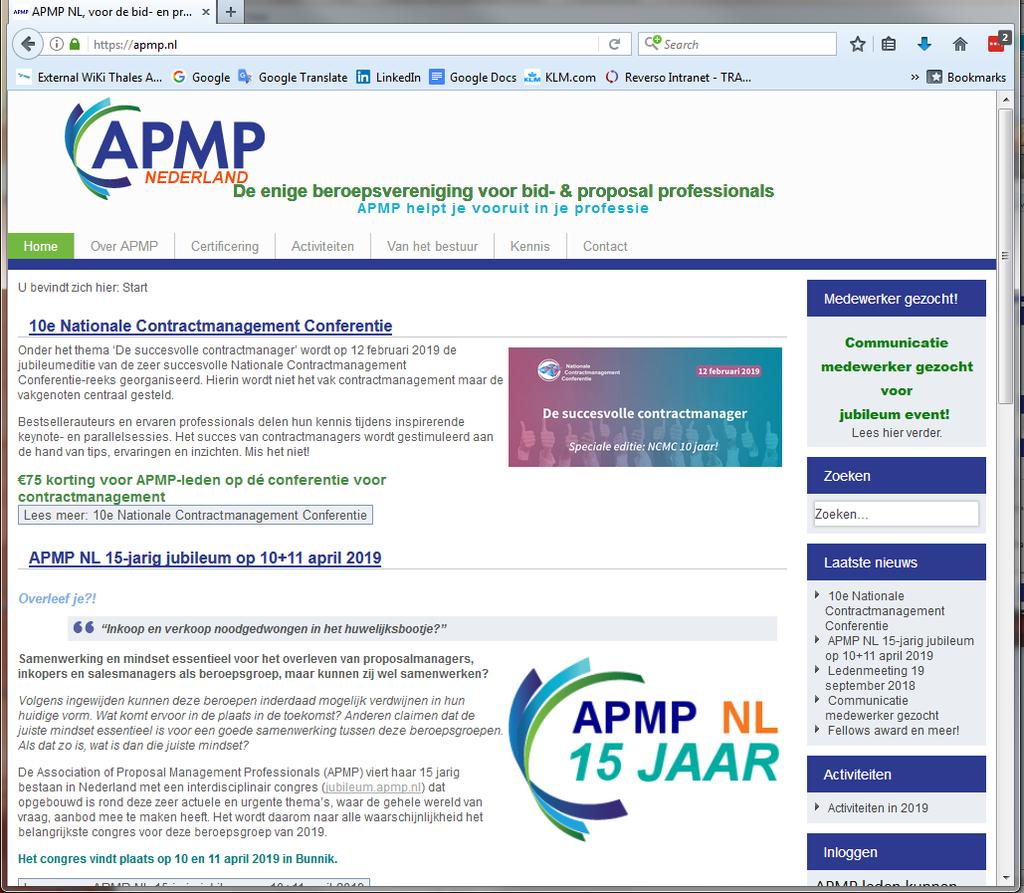 7 Dutch APMP is dit een publiek toegankelijke pagina. Deze wordt vooral voor marketing doeleinden gebruikt. Website en social media Website Inhoudelijk is de website niet gewijzigd.