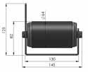 3 - rail 65 x 130 x 65 mm met cilindrische rollen uit staal met soepele kunstsoffen  -