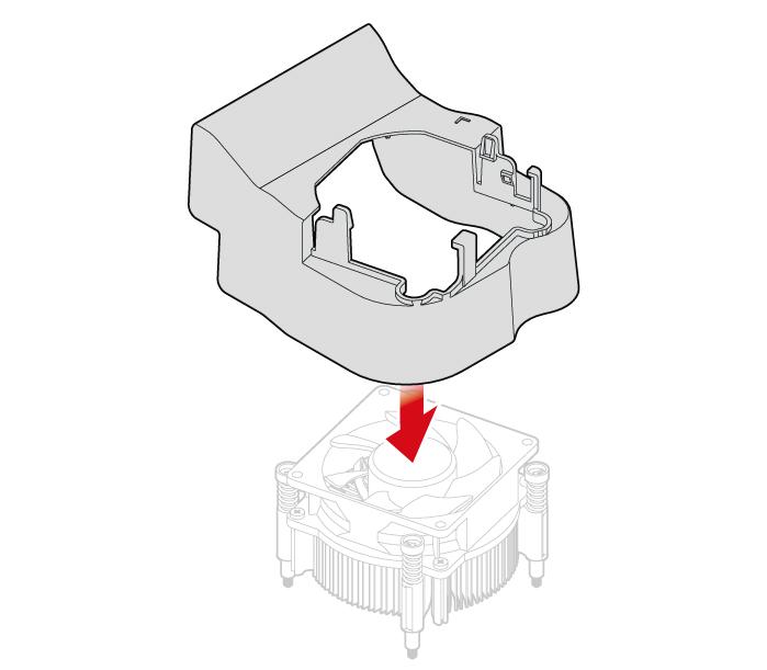 6. Installeer de ventilatormodule. Figuur 56. De ventilatormodule installeren 7. Plaats de verwijderde onderdelen terug.