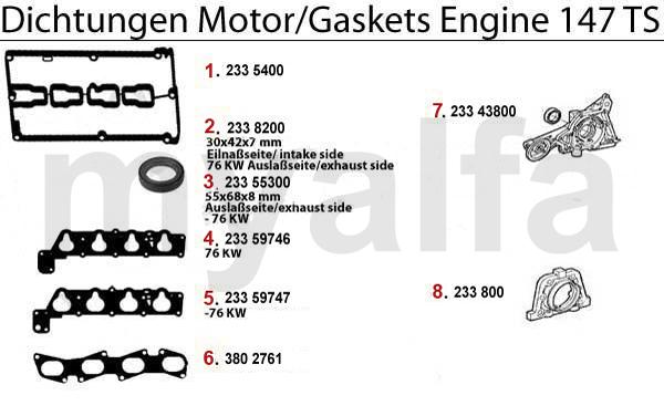 1 2335400 Klepdekselpakking 1 delig voor plastic-klepdeksel 145/6,156,gtv/spider (916) Bj. 04.98> 34,06 2 2338200 Nokkenaskeerring 145/6,155,156,gtv/ spider(916),166 diverse Bj.