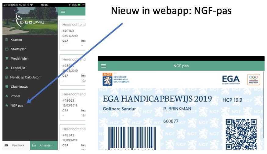 NGF-pas digitaal in App GOLF.NL en E-Golf4U De app van GOLF.