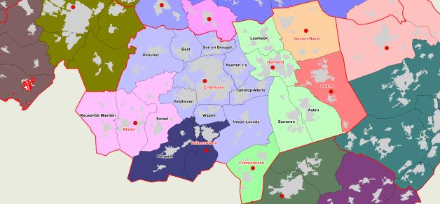 Figuur 3. Winkelregio s in de MRE, 2014 Bron: Rabobank. Figuur 4. Vrije tijdsregio s in de MRE, 2014 Bron: Rabobank.