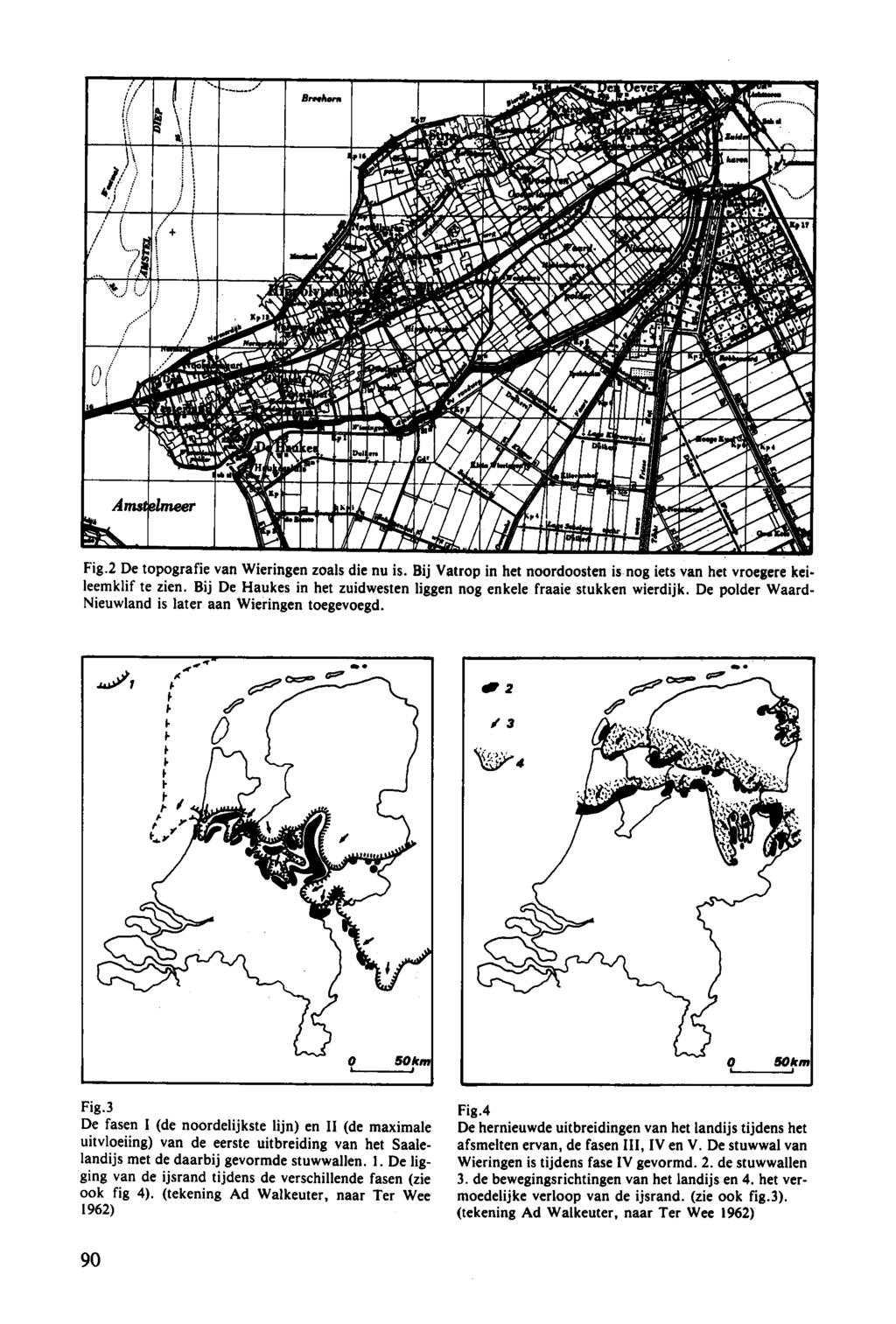 Fig.2 De topografie van Wieringen zoals die nu is. Bij Vatrop in het noordoosten is nog iets van het vroegere keileemklif te zien.