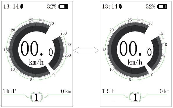 ⑷ MAX PAS ---stelt de rijmodus in voor opstarten Druk kort (< 0,5 sec.) op of om "MAX PAS" te selecteren en druk dan kort (< 0,5 sec.) op. Druk vervolgens kort (< 0,5 sec.