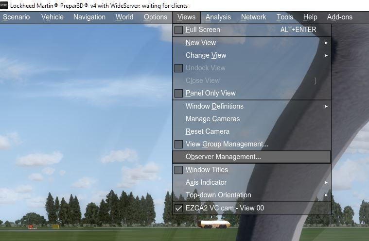 Observer management Top-level menus Om een nieuwe observer camera te maken klik