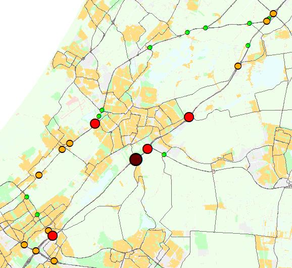 1.4 Filezwaarte A4 De A4 ter hoogte van Leiden kampt met structurele doorstromingsproblemen. Verschillende delen van het wegtraject komen keer op keer voor in de dagelijkse file top 50.