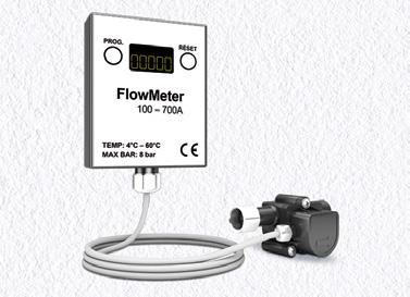 FlowMeter 100 700 A Displayeenheid (l/b/h) 62/50/17 mm Doorstromingsbereik Sensor (l/b/h) 81/43/46 mm 100 700 l/h Doorstromingsafwijking ± max.