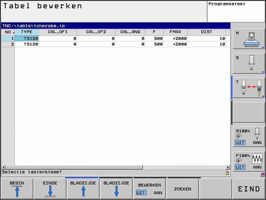 17 Tastcycli: Speciale functies 17.4 17.4 Kalibratiewaarden weergeven Kalibratiewaarden weergeven De TNC slaat de actieve lengte en de actieve radius van het tastsysteem op in de gereedschapstabel.