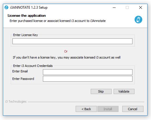 accountvalidatie van i3annotate ). U kunt ook deze stap overslaan en later valideren (zie blz 5 Valideren na installatie).