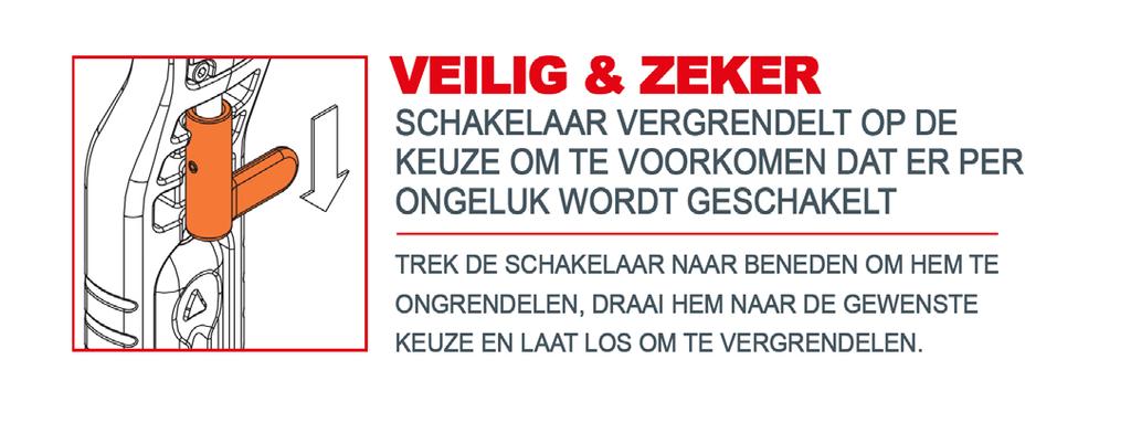 Om de vrijloop in te schakelen, verwijdert u de lading en zet de richtingsindicator in de neutrale (N) positie.