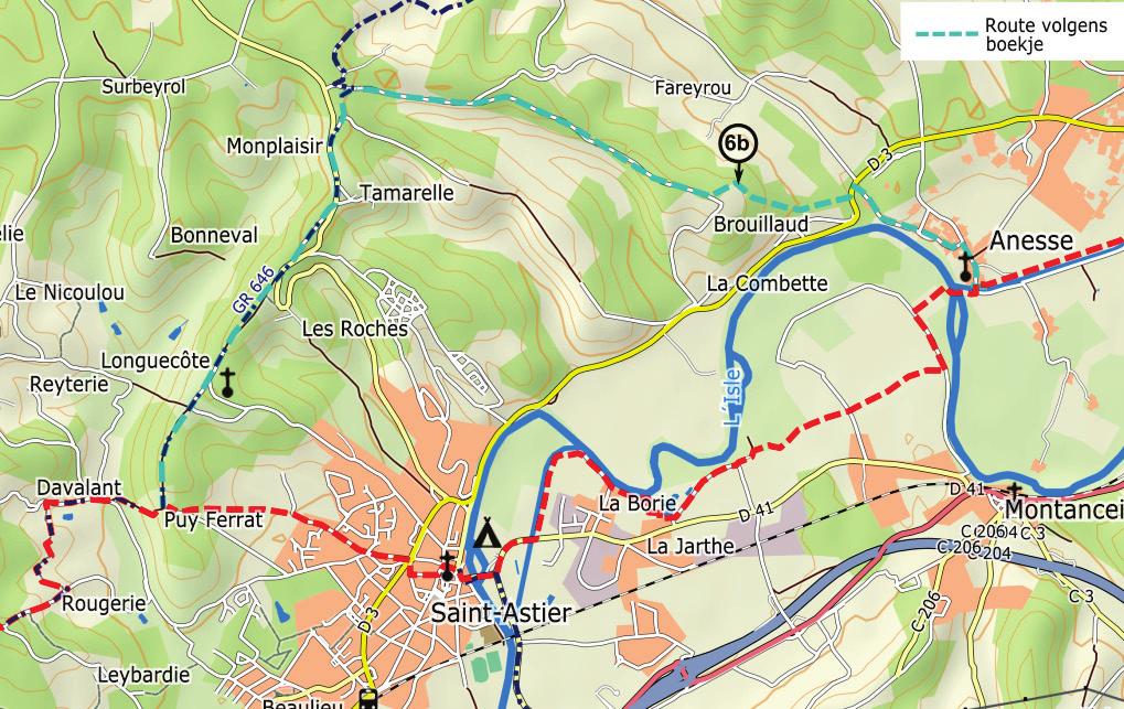 Traject 3.4 blz 96 km 75.9-86.0 vervangen door: Km 75.9 Gravelle (W). Ga 100 meter vóór de rotonde rechtsaf en steek de D3 over.