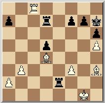 Pc3, Dd7 Wit kon hier de partij onmiddellijk beslissen met: 23. Lxh6!, Lxf3 24. Lxf3, gxh6 25. Tc6, Td6 26. Tc7. 23, Lh5 24. Tc6, Pe4 25. Le1!, Lc5 26. g4, Lxd4+ 27. Txd4, Pg5 28. Lf2, Pe6?