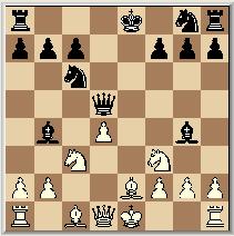 8, Lxf3! 9. Lxf3, Dc4 10. Lxc6, Dxc6 Na 10, bxc6!? 11. De2, Dxe2+ 12. Kxe2, Pe7 13. Le3, Pf5 14. Thd1, 0-0-0 15. Td3, The8 16. Tad1, c5 17. dxc5, Txd3 18. Txd3, Lxc5 19. Od1, Te6+ 20.