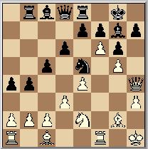 Wit geeft zijn strategische kaart bloot: de doorstoot naar f5. 6, Pf6 7. h3, 0-0 8. Pf3, Tb8 9. 0-0, b5 10. De1, b4 11. Pe2, Pd7 12. Kh1, a5 13. f5, Pde5 14. Dh4, Pxf3 15. Lxf3, Pe5 16.