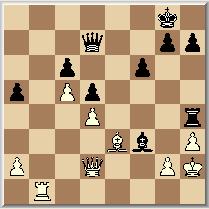 c4 Een moeilijke beslissing. Wit stuurt op remise af, maar misschien beter was: 14. Te1, e5 15. dxe5, Lxc5 16. e6, Dc7 17. Lf4, Ld6 18. Lxd6, Dxd6 14, Ld8!? Na 14, dxc4 15. Dxc4, Dd5 16.