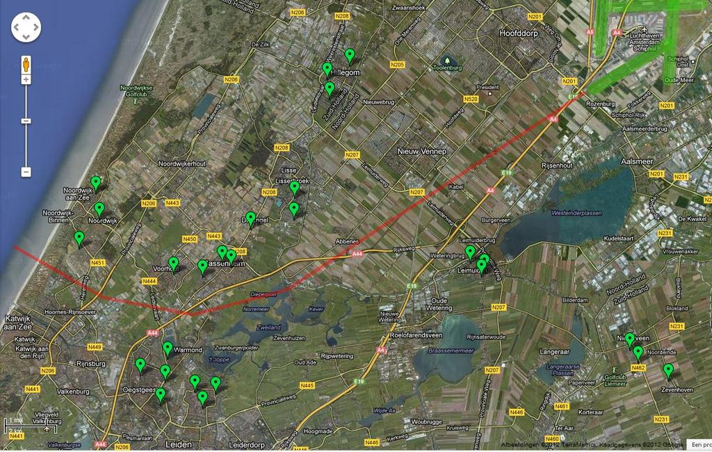 Duin- en Bollenstreek Noordwijk Rijnstreek Leidse regio Figuur 3.3: Meetposten van Sensornet in Holland Rijnland.