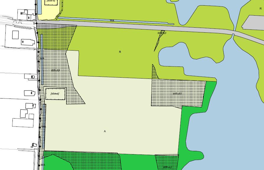 Locatie a (zuidrand Borgerswold, noordwesthoek Langebosschemeer) is deels bestemd als recreatie (zonder substantiële bebouwingsmogelijkheden) en deels als agrarisch (huidig gebruik, met bouwvlak