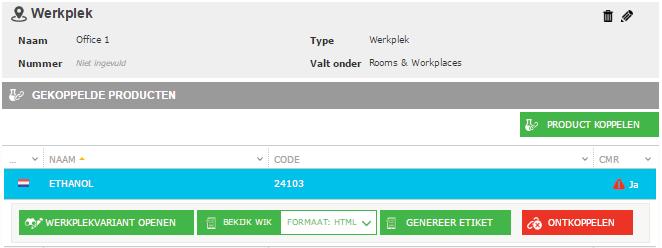 4.3.2 De productvariant Om een werkplekvariant voor een product aan te maken, selecteert u de werkplek waar u het product aan hebt gekoppeld.