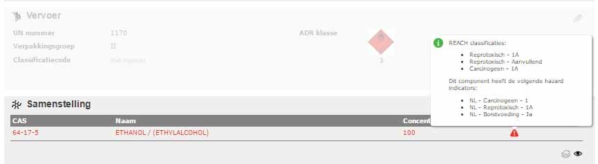geldende wetgeving aan. In bovenstaand voorbeeld gaat het dus om REACH aangevuld met de Nederlandse wetgeving. Dit geldt overigens ook voor de pictogrammen.