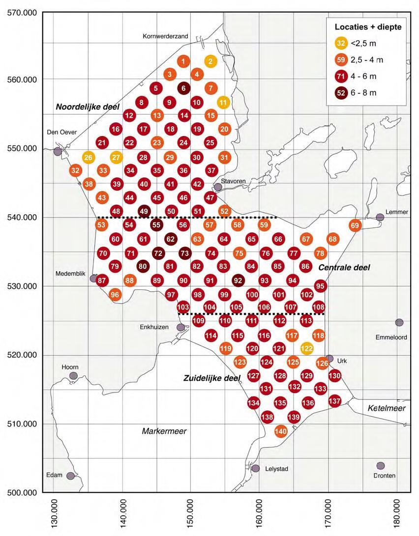 Bijlage 3 Waterdiepte bemonsteringslocaties Bron: Bij de Vaate &