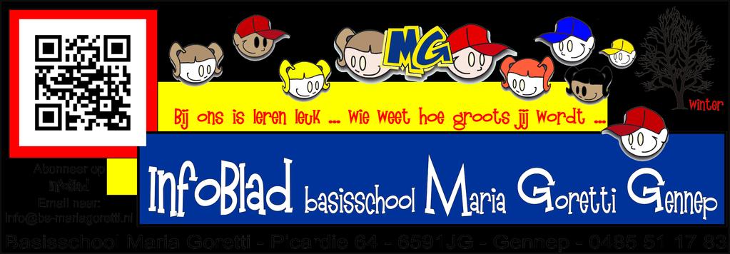 Geïnteresseerden kunnen zich abonneren voor ontvangst via het emailadres: info@bs-mariagoretti.nl. Stukjes van onze leerlingen houden wij zo authentiek mogelijk.