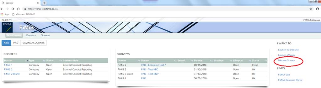 IV. DATA ENTRY: MANUELE INVOER 1. De gegevens invullen Om een Survey aan te maken, selecteert u Nieuwe Survey in het luik I Want To (Figuur 3).