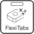 Flexi Tabs Specifiek voor het wassen met vaatwasmiddelcombinaties in tabletten die ook zout en spoelmiddel (3in1) of andere middelen bevatten, zoals glasbescherming, spoelglansmiddelen voor staal,