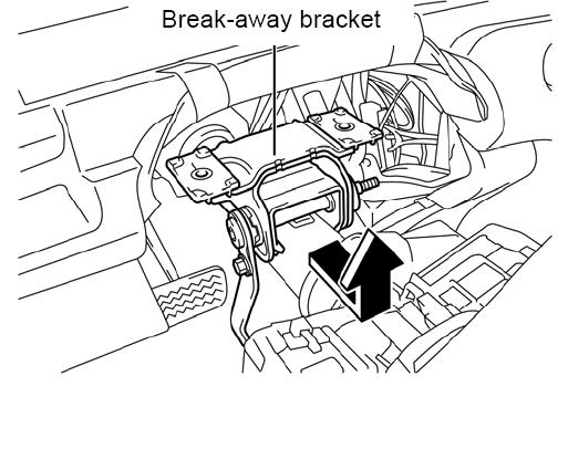 Links Rechts 6. Verschuif de Break-away bracket voor ongeveer 30 mm richting het stuurwiel. 7. Markeer de oude capsules om hergebruik te voorkomen. 6. Verschuif de Break-away bracket voor ongeveer 30 mm, richting het stuurwiel 8.