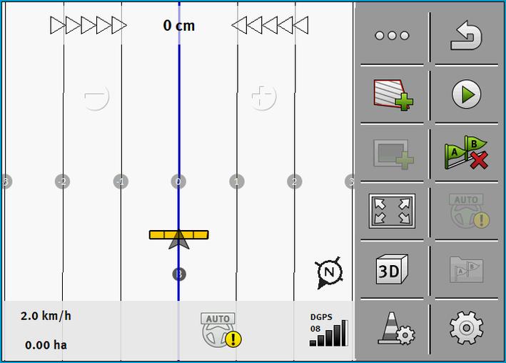 6 Parallelgeleiding TRACK-Leader Geleidingslijnen voor parallelle geleiding gebruiken 6.1.2 Geleidingslijnen als bocht De geleidingsmodus Gladgemaakte contour of Identieke contour is geactiveerd.