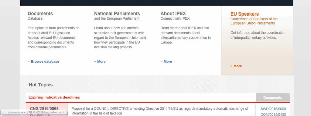regelgevende en beleidsvoorstellen in de nationale parlementen van de Europese Unie.