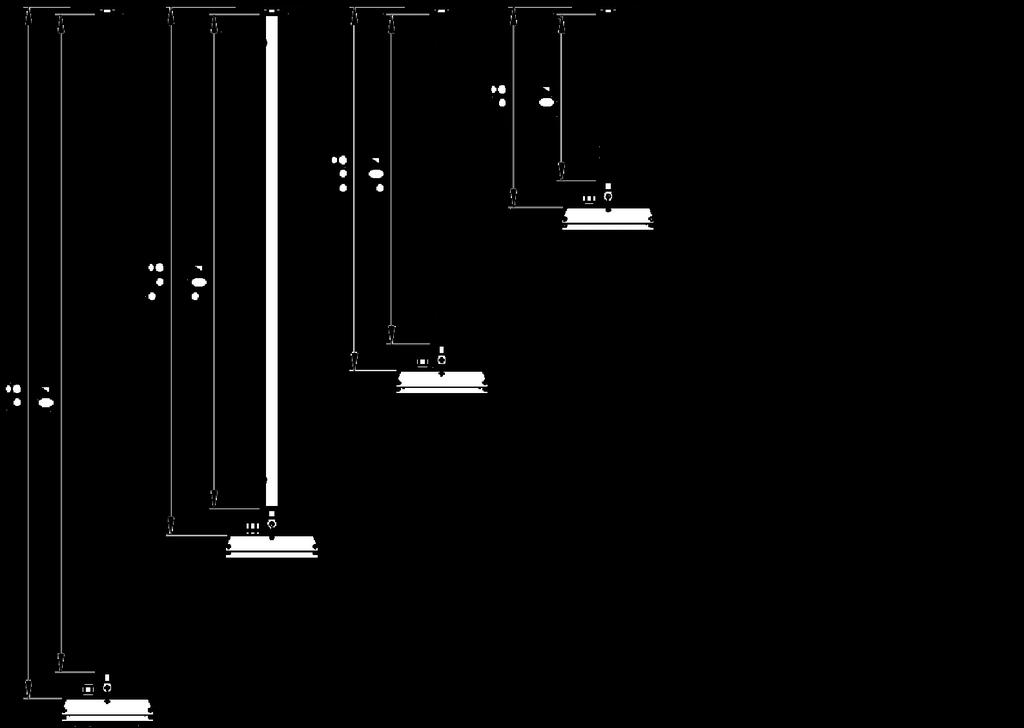 Verlengde montagebeugel ) Met de verlengde montagebeugel kunnen HEATSTRIP Elegance-units met stijve verbindingen verlaagd worden bevestigd aan hoge plafonds.