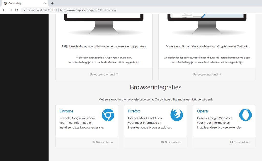 browser: Stap 3 Selecteer de integratie voor uw browser en klik op Nu installeren