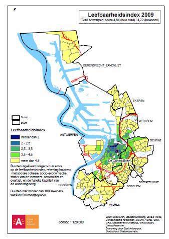 Buurtkenmerken Antwerpen Noord (2060) - Stationsbuurt - Wachtkamer vd stad / aankomstplek - Zwakke scores voor leefbaarheid - pandkwaliteit - inkomens