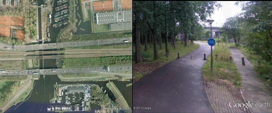 De zichtlijnen in de onderdoorgangen zijn over het algemeen goed, zie onderstaande afbeeldingen (van links naar rechts zijn dit de onderdoorgangen in respectievelijk de Amstelveenseweg, de