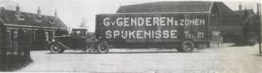 uit het boekje "Indrukken uit Spijkenisse". De firma G. van Genderen en zonen groeide uit tot Van Genderen's Transport Onderneming, "Getron".