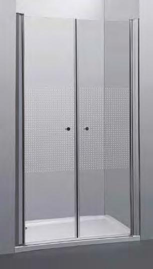PRIVA - 5 2 rotating shower doors - front entry - Glass thickness: 6 mm - Anti-limescale treatment on 1 side - Magnetic closure - Chrome aluminium profiles - Every wall profile can be adjusted by 2