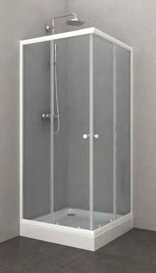 HAPPY - 1 2 sliding shower doors - corner entry - Glass thickness: 4 mm 2 portes de douche coulissantes - accès d angle - Epaisseur du verre : 4 mm