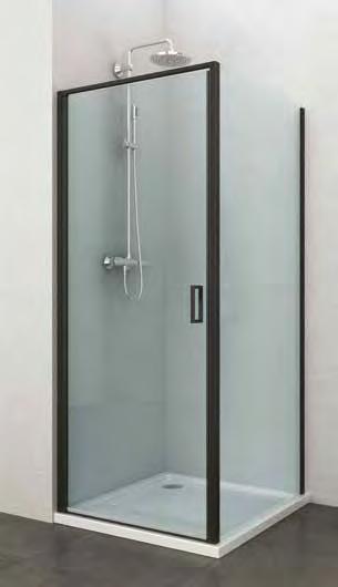 Porte de douche pivotante - accès frontal - Epaisseur du verre : 8 mm - Style industriel - Disponibles en noir ou blanches - Profilés droits et minimalistes en aluminium laqués - Fermetures