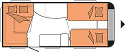 450 kg Dikte vloer, dak en wand 37 / 31 / 31 mm Omloopmaat voortent 9.500 mm Aantal slaapplaatsen (volwassenen / kinderen) 4 Bedmaat voorzijde (lengte x breedte) 2 x 1.