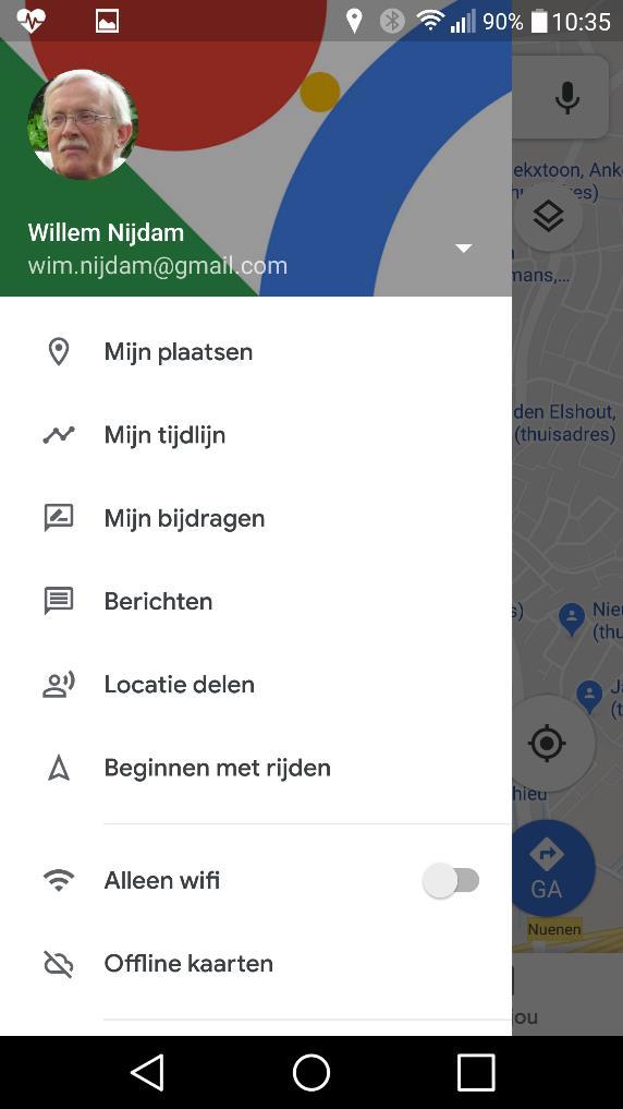 Offline kaarten Google Zoom in of uit in
