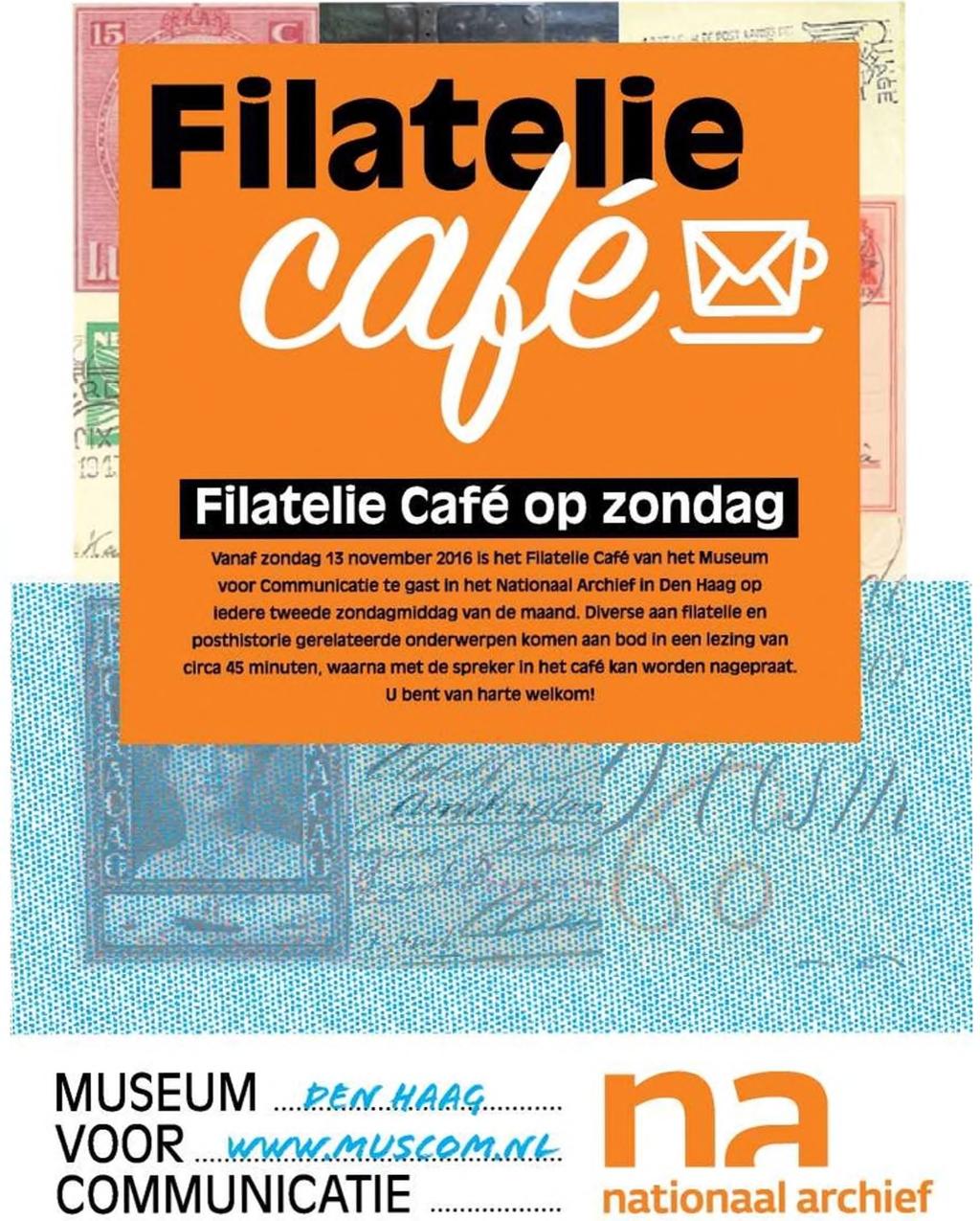 Nieuw seizoen filatelie café Museum voor Communicatie van start In het najaar van 2016 gaat het Filatelie Café van het Museum voor Communicatie weer van start.