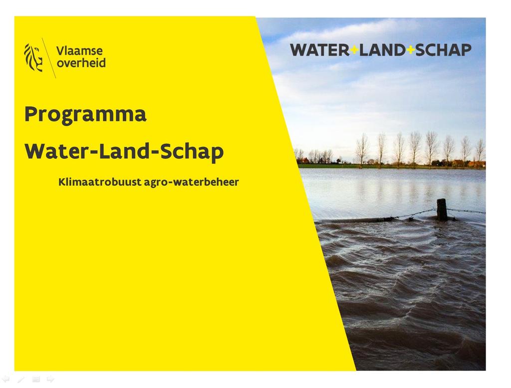 Projectoproep Water in relatie tot Landbouw en landschap Samenwerking en innovatie Publiek en privaat terrein