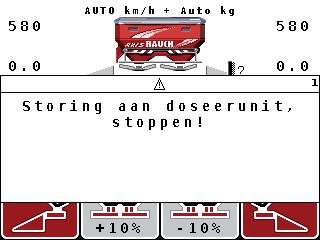 Alarmmeldingen en mogelijke oorzaken 6 6.2 Storing/alarm verhelpen 6.2.1 Alarmmelding bevestigen Op het display wordt een alarmmelding gecombineerd met een waarschuwingssymbool weergegeven. Afb. 6.1: Alarmmelding (voorbeeld doseerunit) Alarmmelding bevestigen: 1.