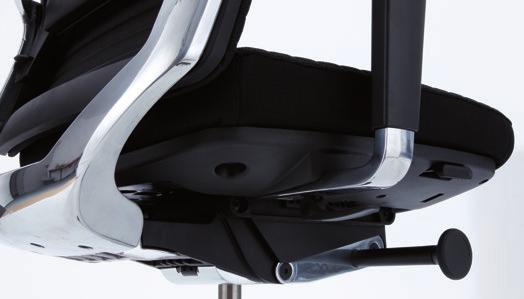Casing in polished aluminium - Synchronised movement from seat and backrest in a ratio 1:3 No shirt pull out effect - Additional negative pelvic seat tilt -4 - Adjustable tension control of the