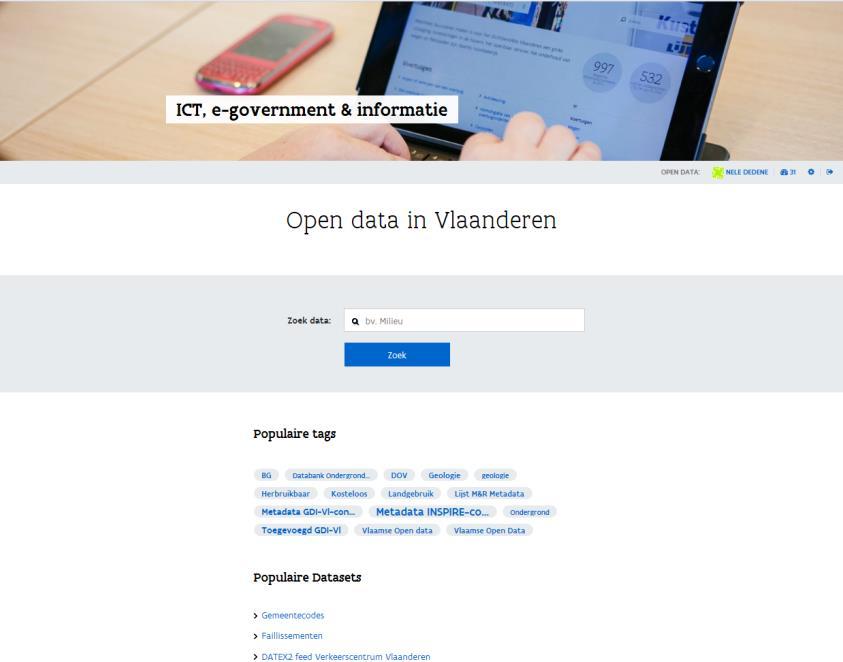 Open data bij de Vlaamse overheid Vlaams open data portaal Url: http://opendata.vlaanderen.