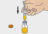 GLUCAGEN HYPOKIT GEBRUIKSAANWIJZING 1 1. Verwijder de plastic dop van de injectieflacon. Trek het beschermkapje van de naald van de injectie. Verwijder de plastic eindstop van de spuit niet.